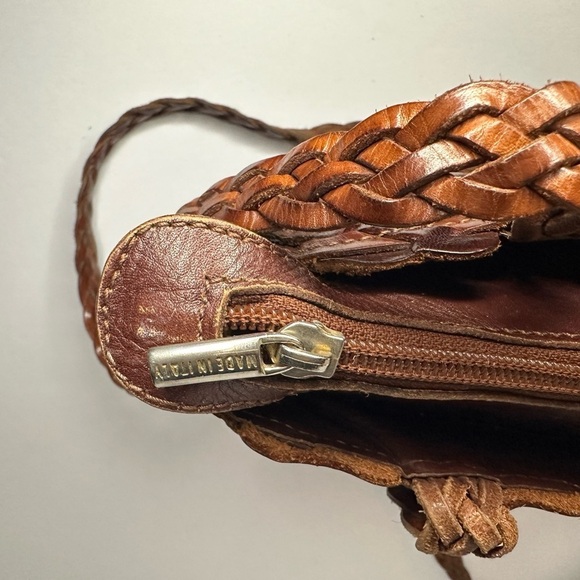 Vintage Ellepi Leather Woven Basket Braided Strap Shoulder Bag | Made in Italy - Picture 6 of 12